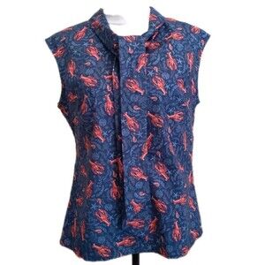 Lobster Sleeveless Retro Cotton Women's Top Size L